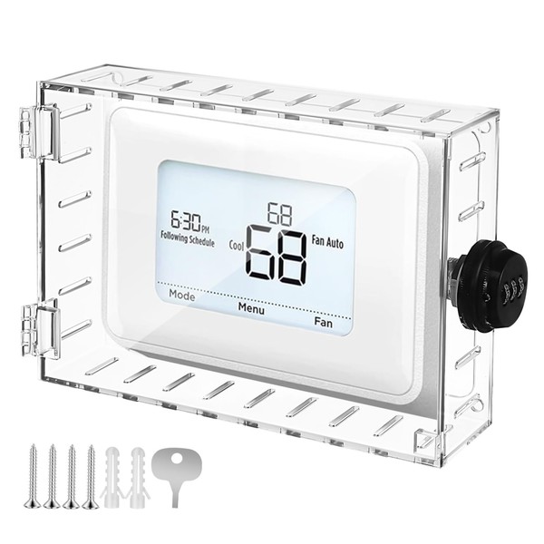 Gadpiparty Thermostat Lock Box with Combination Transparent Protective Cover for