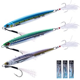 Goture Fishing Jigs,60g 80g 100g 120g Vertical Jig Saltwater, Jig Fishing Lures with Assist Hook and Treble Hook,Deep Sea Fishing Jigging Spoon Lures,Speed Fast Fall Jig for Tuna,Salmon,Bass,Kingfish