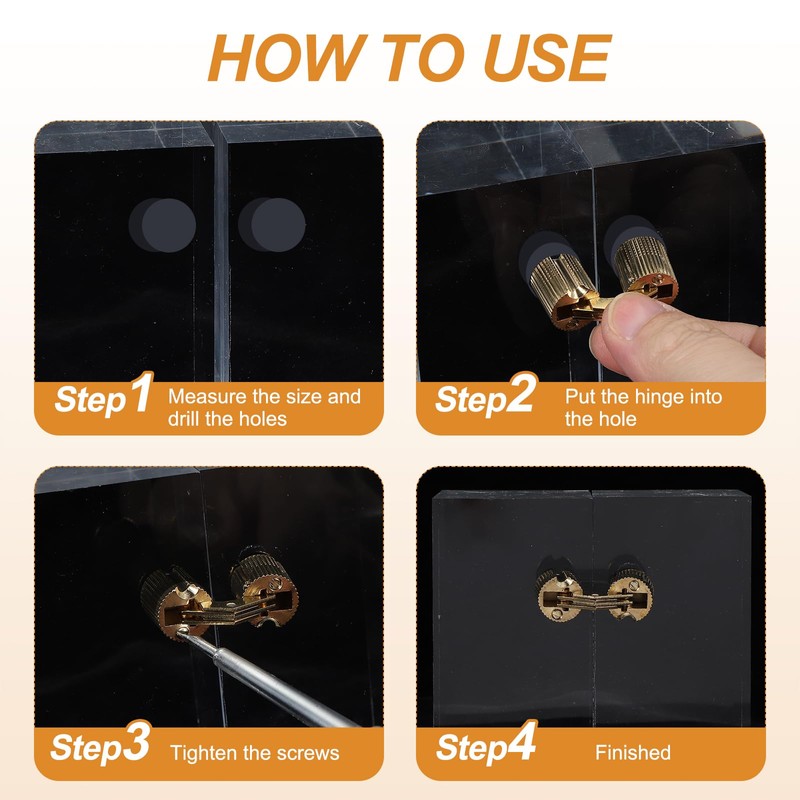 MECCANIXITY Brass Hidden Cylinder Hinges 14 mm Invisible Concealed Cylindrical