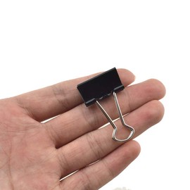 HAHIYO Binder Clips Paper Clamps Spring Steel Sturdy Small 0.98 inches Width 0.37 Inch Capacity No Sharp Edges Heavy Duty Tight Grip Reusable Black Metal Bright Finish for Home Office School 28 Pack