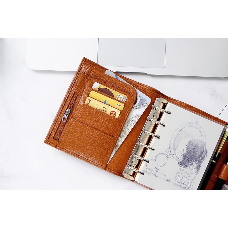 Moterm Pocket Luxe Ring Planner - Genuine Leather Binder Organiser