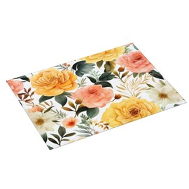 Flowers Dish Drying Mat for Kitchen Counter Florals Large 18x24in Absorbent Drainer Dry Pad for Coffee Bar Decor