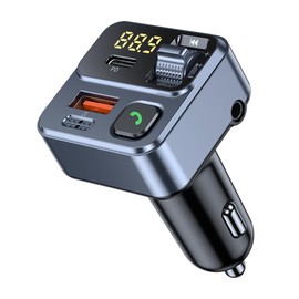 KAIY FM Transmitter Bluetooth Car Adapter, Car Radio Bluetooth Transmitter HandsFree Calling Music Player, FM Radio Adapter 42W Type-C Fast Charging, Support USB Drive