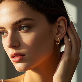 USESMTLE 14K Gold Hoop Earrings Gold Earrings for Women Hoop Earring Twisted Design with Soft Line Simple Statement Hoops Earring for Women Trendy