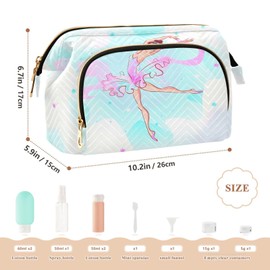 Kjovgcb Women Wave Quilt Cosmetic Bag, Zipper Toiletry Storage 10.2x5.9x6.7 in, Pouch Handbag Makeup Case Purse Holder Organizer Ballerinas Ballet Dance Dressed In Pink