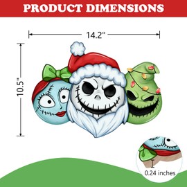 YMCAFZ Christmas Jack Front Door Sign, Xmas Green Monster Wood Door Hanger Outdoor Outside Porch Decor, Funny Winter Holiday Wooden Wreath Indoor Wall Hanging Decoration