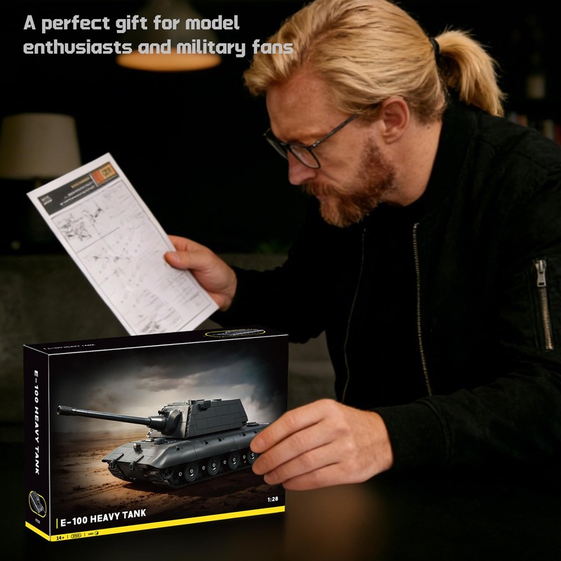 honchoes WW2 E-100 Heavy Tank Building Sets, Army Military Vehicles