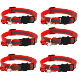 Hepplly 6-Pack Cat Collars Quick Release Reflective Kitten Collar with Bell (Red)