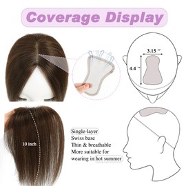 Lagomance 10inch Hair Toppers for Women with Thinning Hairpieces for Women 10 inch Medium Brown Toppers 4.4 * 3.1’ Wiglets Hairpieces for Thinning Hair#4