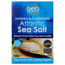 Geo Organics Atlantic Sea Salt 250g (Pack of 1) | Organically Approved Unrefined Sea Salt Crystals | Natural & Hand Crafted | Additive-Free, Non-GMO, Gluten-Free, Vegan | Free From Anti-Caking Agents