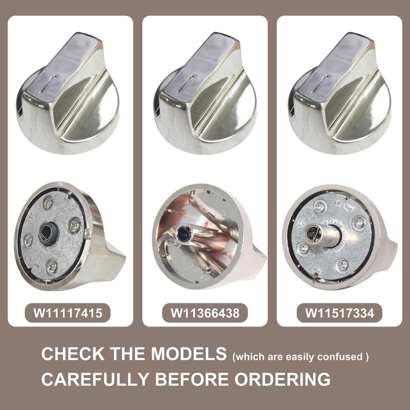 W11517331 W11117415 4-Pack Range Surface Burner Knob/Oven Knobs Compatible with