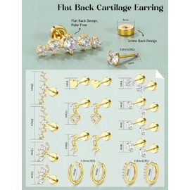 Chriscoco 11 Paare Chirurgenstahl Ohrringe Gold Damen Helix Piercings Piercing Ohr Medizinische Ohrstecker Klein Creolen Rook Conch Tragus Piercing Für Mehrere Ohrlöcher