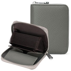 SENDEFN Women's Wallet with Zip and Many Compartments, Leather Wallet, RFID Protection, Card Holder with Many Compartments, Small and Short Format Wallet for Women, Af-athen Grey, Stylish