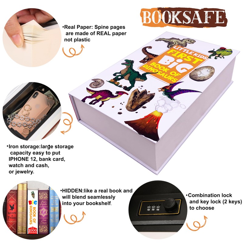 Deversion Book Safe Storage Box with Real Pages Combination Lock