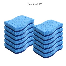 TRIXES Cleaning Sponge - Pack of 12 - Double-Sided Coated & Scouring Pad - Ergonomic Shape - Streak Free - Professional Cleaning Aid - Washing Up - Remove Stains - Kitchen Aid