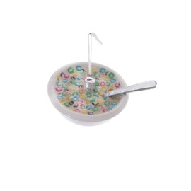 The Bridge Collection Colorful Cereal Ornament - Breakfast Food Christmas Tree Ornaments - Cereal Bowl Christmas Ornament - Fruit Rings Cereal Ornaments for Foodies