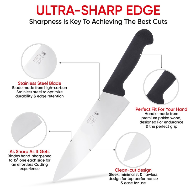 Chef knife. ICEL Cutlery 8-inch Chefs Knife.(Knife Care, Sharpening Instructions