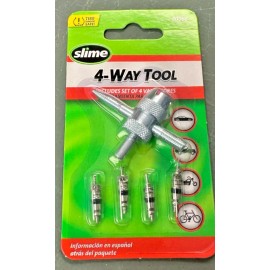 slime Valve Core Tool, 4-Way Tool, 4 Valve Cores, Removes, Re-taps Inside & Out, Reams