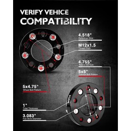 KAX 5x5 to 5x4.75 Wheel Adapters,1 inch 5 Lug Centric Wheel Adapters (Changes Bolt Pattern) fit for Grand Caravan, Pacifica, Town & Country, Journey with M12x1.5 Studs 78.3mm Hub Bore,4pcs