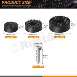 Rustark 52Pcs 3 Size Black Furniture Rubber Feet Kit Cutting Board Round Feet Screw-on Type with Matching Strong Screws, Non Slip Furniture Bumper Feet for Wooden Cutting Board Cabinet Tables Chair