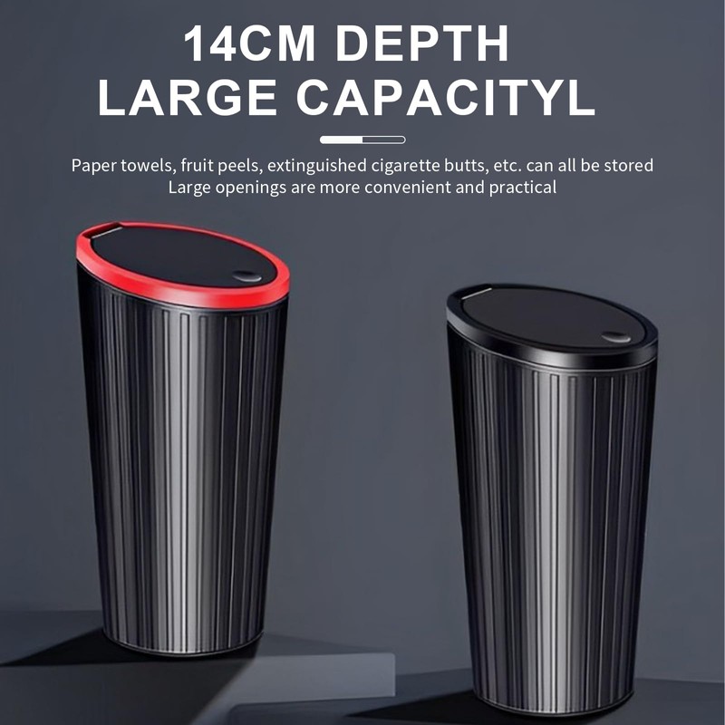 FYNQTON Leakproof Car Trash Can with Lid, Push-Button Pop Open