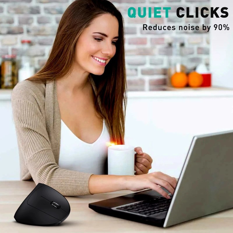 Jykeymout Bluetooth and 2.4G (2-in-1) Rechargeable Wireless Mouse, Ergonomic Vertical