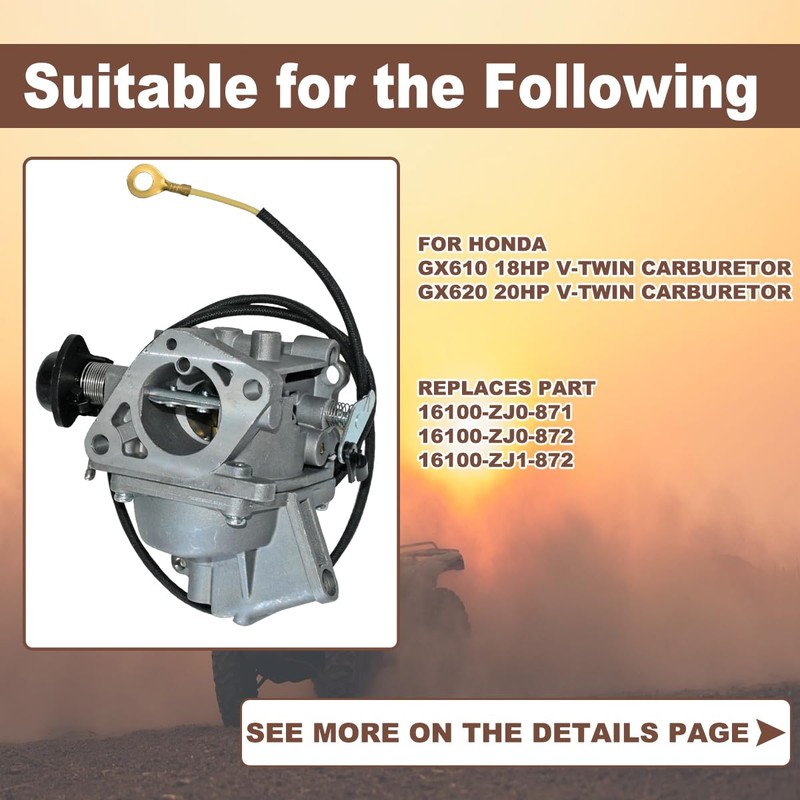 JDLLONG GX620 Carburetor Fit for Honda GX620 GX610 18Hp 20Hp