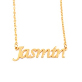 Jasmin Personalisierte Namenskette 18 Karat vergoldet, benutzerdefinierte zierliche Namensanhänger, Schmuck für Damen, Freundin, Mutter, Schwester, Freunde, perfektes Geschenk