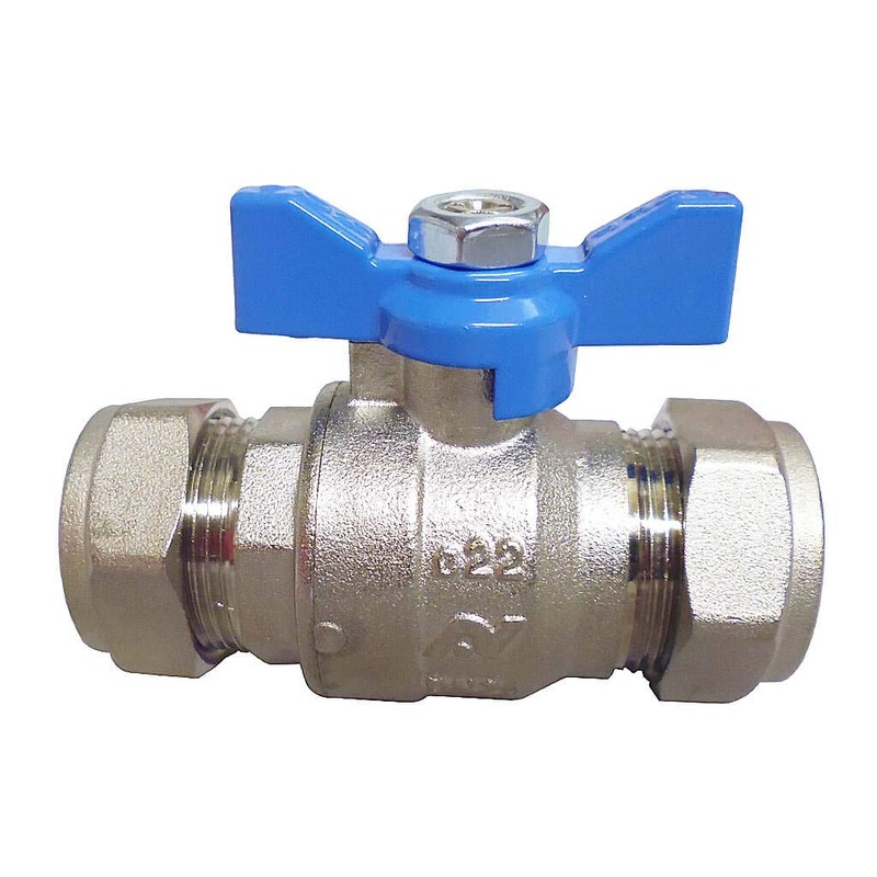 Altecnic Intaball Ball Valve 22mm with Blue Butterfly Handle