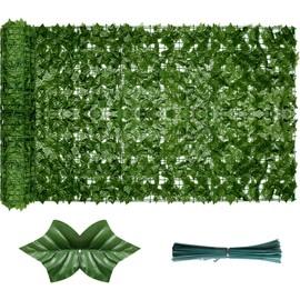 Expandable Faux Privacy Fence Faux Ivy Privacy Fence Artificial Ivy Privacy Fence Screen Patio Fence Privacy Screen Green Vine Expandable Ivy Fence Cover for Garden Yard Balcony (196.8 x 39.4 Inch)