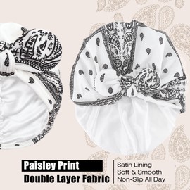 DRESHOW Satin Lined Hat for Women Hat Women's Chemo Ultralight Breathable Headwear Bow Sleep Cap, 1 Pack: White, Unit size