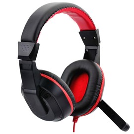 LALAFINA Adjustable Game Headphone with Noise Canceling Mic Wired Stereo Headset for PC and Laptop Comfortable Over The Head Design for Gaming and Multimedia Red