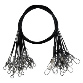 30pcs Fishing Leaders Wire Trace Fishing Leader Rigs Stainless Steel Coated Fishing Line Trace with Swivel Snaps Fishing Lure Connectors Saltwater Leader Rigging