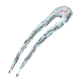 France Luxe Long Tooth Chignon French Hair Pin For Women, South Sea Faux Blue Shell, Sophisticated Hair Pin For Bun Or Twist, 4.5 Inches Long