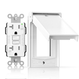 AIDA 20A GFCI Outlet with Weatherproof Cover & Wall Plate,Tamper-Resistant & Weather Resistant Self-Test Electrical Outlet for Bathroom, Kitchen, Outdoor, UL Listed, Matte White, 1 Pack