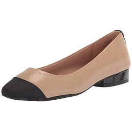 Anne Klein Women’s Carlie Comfortable Ballet Flat, Nude/Black, 8
