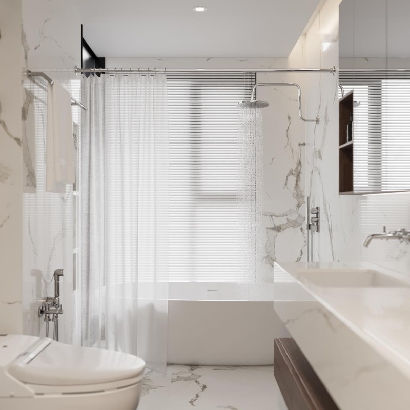 Naiture 60" Heavy-Duty Straight Shower Curtain Rod, Rustproof Stainless Steel