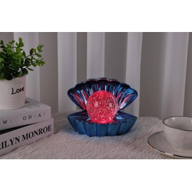 Dnaaz Blue Metallic-Colour Ch'ging Clam wt Glitter Pearl Sea Shell LED Colour Changing Lamp