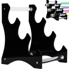 HHUXIUE Lightsaber Stand Sword Stand Three Levels Desktop Acrylic Desktop Lightsaber Display Stand Sword Stand Fixer Decorative Sword Stand Display Stand Collection (Black)