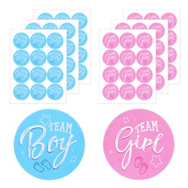 XLIUAX 120pcs Gender Reveal Stickers, Team Boy and Team Girl Gender Reveal Decorations Self-Adhesive Gender Reveal Labels for Gift Wrapping Scrapbook Envelope Games Party Favors Supplies