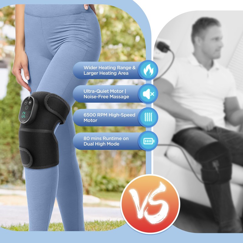 Cordless Knee Massager with Heat, Heating Pad for Knee Shoulder