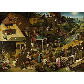 WONDERFULITEMS Netherlandish Proverbs Dutch Scenes of Wickedness and Foolishness of Humans 1559 Painting by Pieter Bruegel the Elder 16" X 24" Image Size Print Repro on Matte Paper