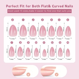 GZMAYUEN Almond Press on Nails Nude, 5 Colors Almond Shaped Nail Tips Artificial Nail Set, 150 Pieces Short Acrylic Nails Fake Nails
