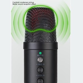 PC Gaming Mic, USB Condenser Microphone with Quick Mute Light, Adjustable Colorful Lights, Lossless Transmission for Podcasting Video Streaming
