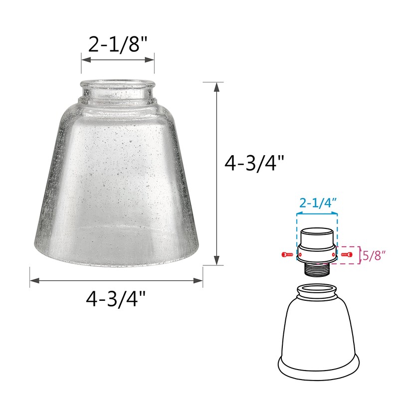Aspen Creative 23174-60-4, Transitional Clear Seeded Ceiling Fan Replacement Glass