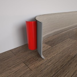 COUKIU Flexible Baseboard Molding Trim, 4 Inch x 40 Feet Self-Adhesive Vinyl Wall Base Cove Base, Peel and Stick Rubber Wall Base Moulding Trim(S100, Gray Wood Grain)