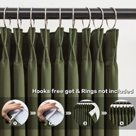 KEQIAOSUOCAI Olive Pinch Pleated Curtains 108 Inches Long, Blackout Energy Saving Curtain for Living Dining Room Light Blocking Window Draperies(Dark Olive,40x108,2 Panels)