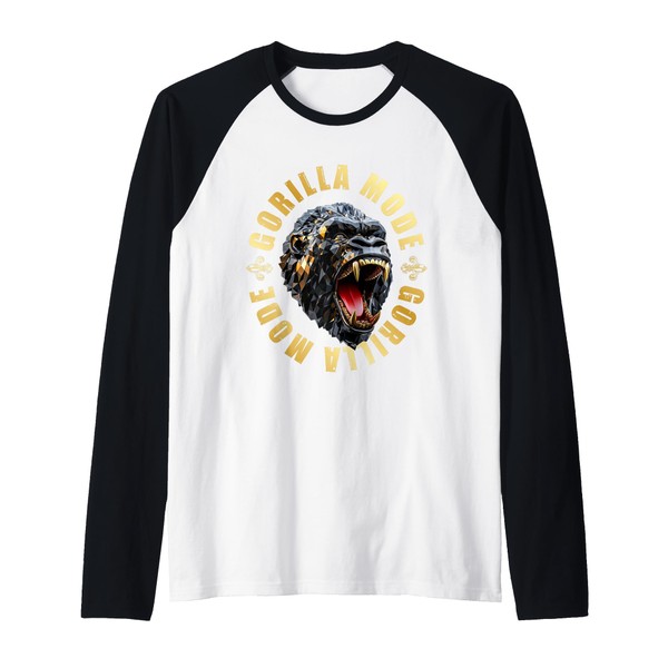 Gorilla Mode Workout Gym Motivation Beast Training Quote Raglan, black