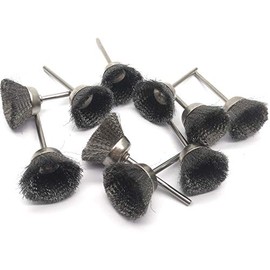 10Pcs 1" Dia Stainless Steel Cup Shape Wire Brushes with 1/8" Shank, Polishing Brush for Rotary Tools