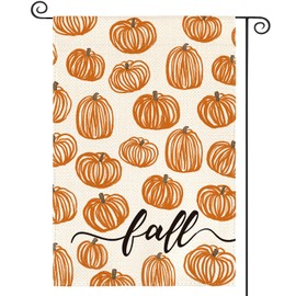 AVOIN colorlife Fall Garden Flag 12x18 Inch Double Sided Outside, Rustic Autumn Pumpkins Seasonal Yard Outdoor Flag